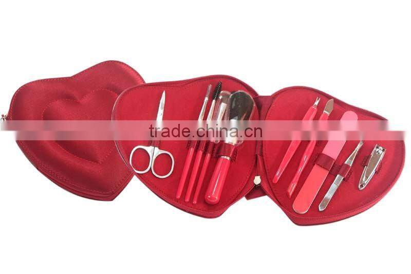 10 pcs heart-shaped stainless steel manicure set