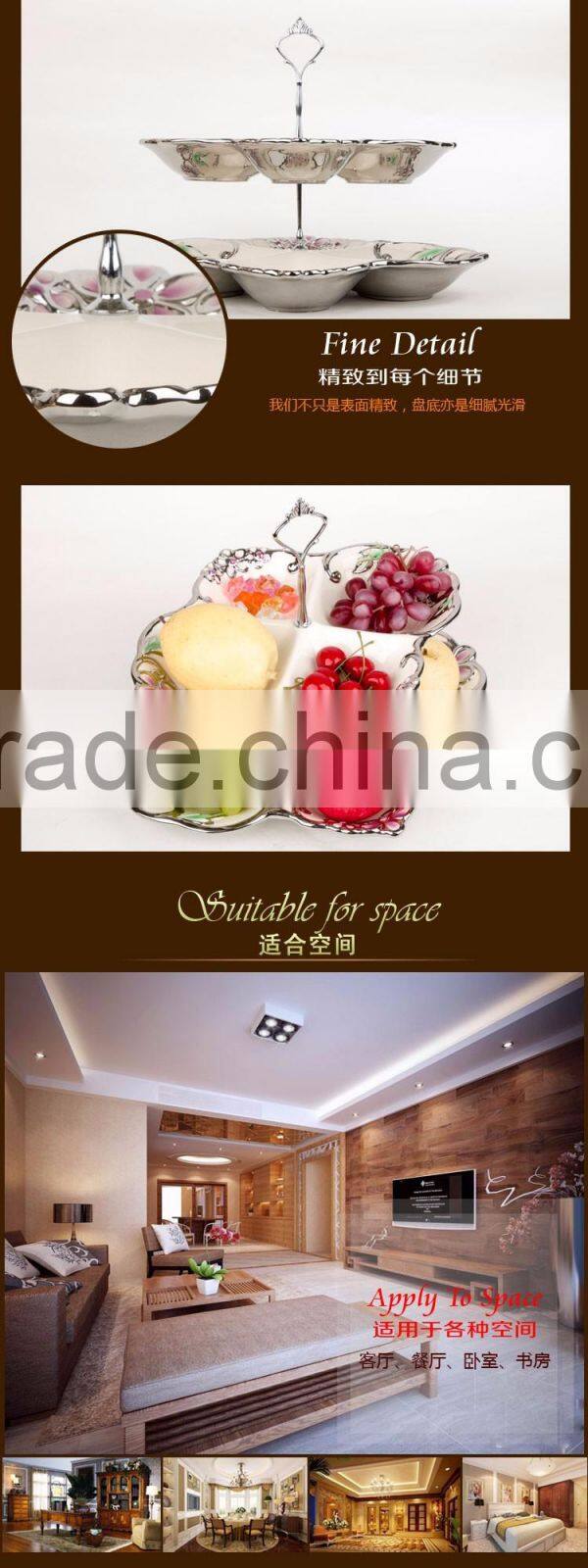 High Quality silver electroplating ceramic departed plates/dishes