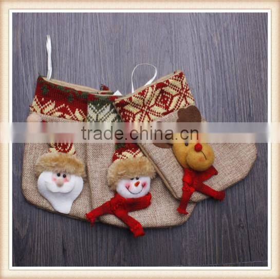 1pcs Christmas Decoration Stocking 3 patterns BIG Socks Candy Bag Children Gift