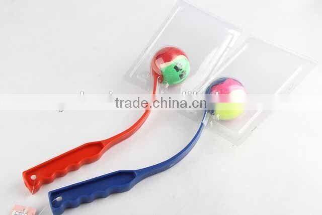 Pet toy tennis ball with long plastic handle/dog toy