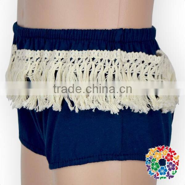 Unisex Baby Boys And Girls Solid Color Tassel Underwear Diaper Cover Navy Bloomers For Kids