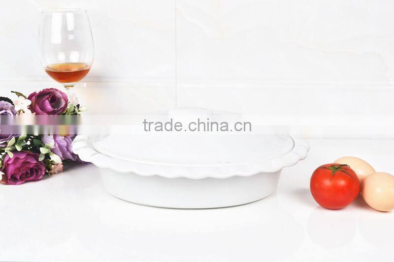 11.5" Oval ceramic baking sheet with lid