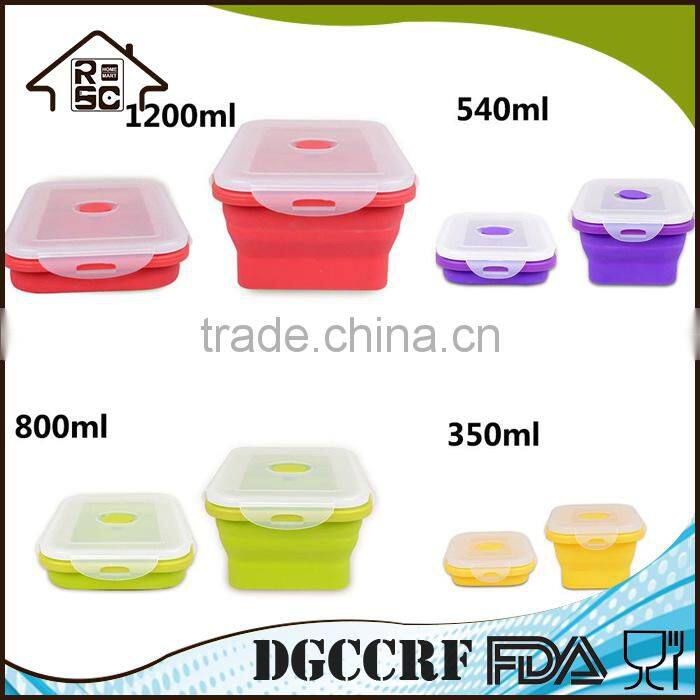 Food Grade Silicone Collapsible Food Container Square