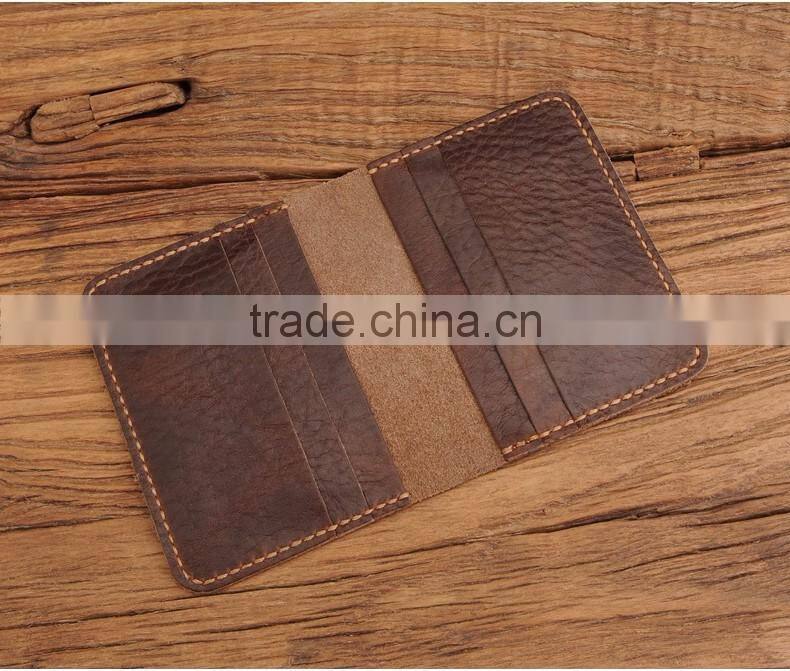 Bifold Cowhide Leather Men Credit Card Holder with multiple card slots