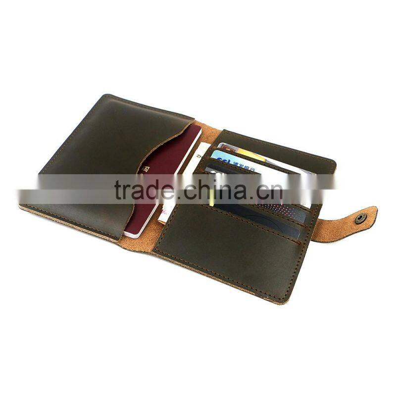 ODM RFID Protect Handmade Minimalist Leather Men Travel Passport Holder