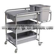 Guangzhou hotel and restaurant supplies stainless steel two tier mobile kitchen island breakfast bar food food trolley C265