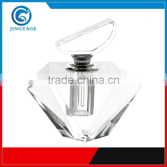 Jingyage unique top quality lady perfume bottle diamond cut crystal perfume bottles decorative crystal perfume bottle