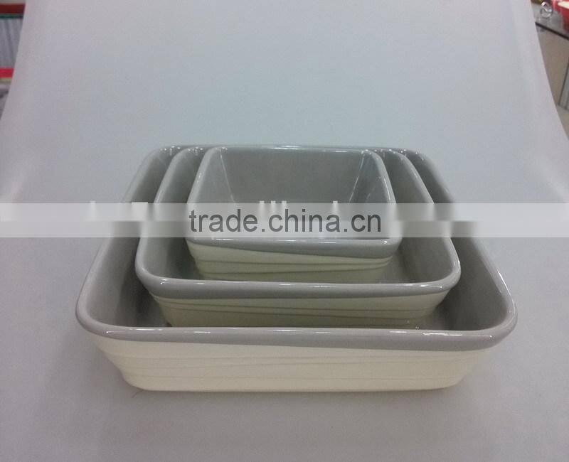 new design wave rectangle ceramic baking plate
