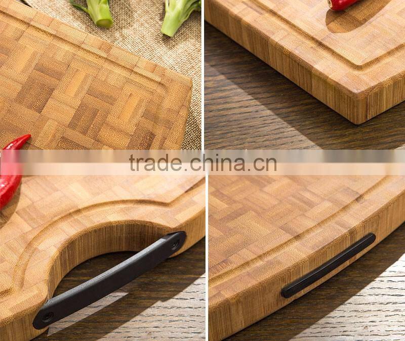Thick strong organic bamboo wood cutting board with drip groove