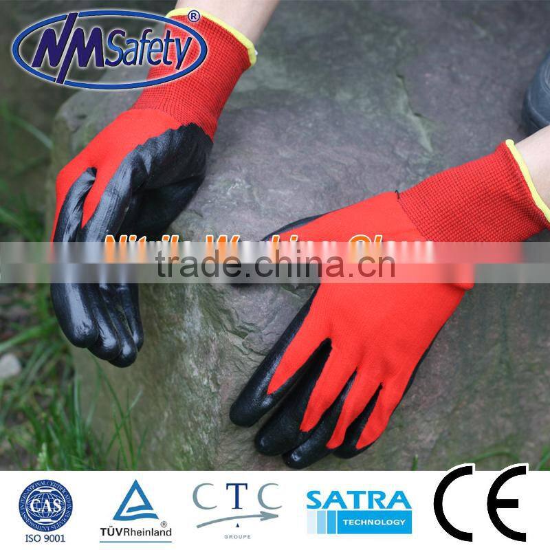 NMSAFETY black nitrile knitted hand gloves / oil resistant glove
