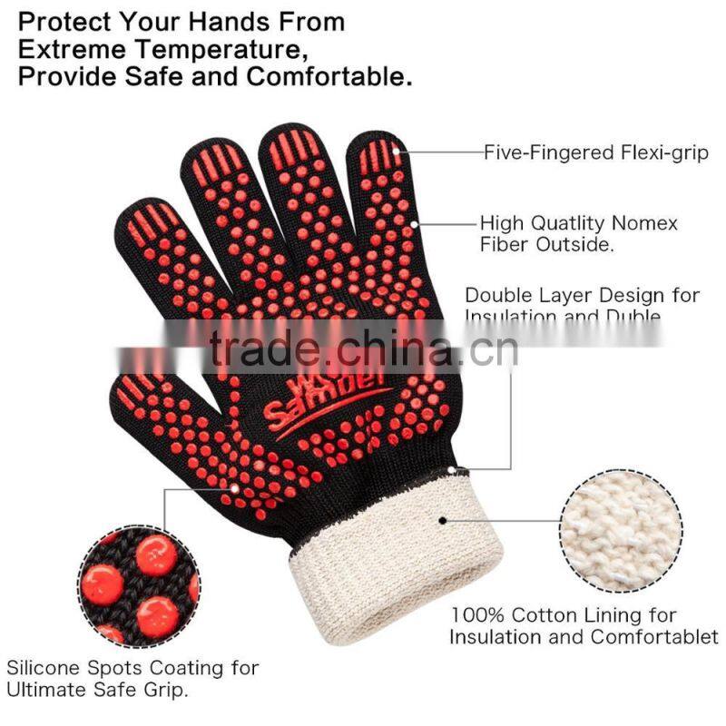 Non-Slip Kitchen Oven Mitts Heat Proof Gloves, Insulated Potholder for Cooking, Baking, Barbecue