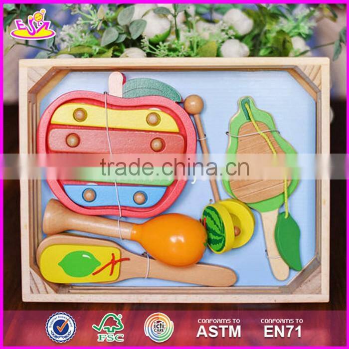 2017 New design fruit shape multi-function wooden music toys for toddlers W07A118