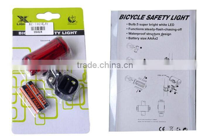Bicycle Bike 3 LED Red Rear Tail Light Safety Warming Flashing Lamps