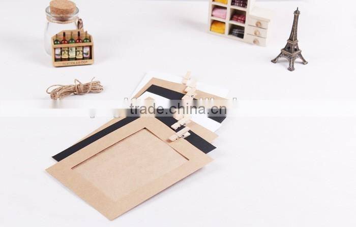 Paper Blank DIY Painting Picture Photo Frame Hanging Clips With Hemp Rope