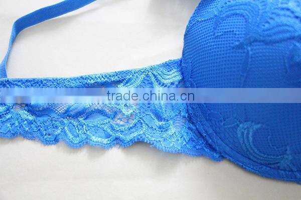 Women elegant blue lace push up bra for Panama market