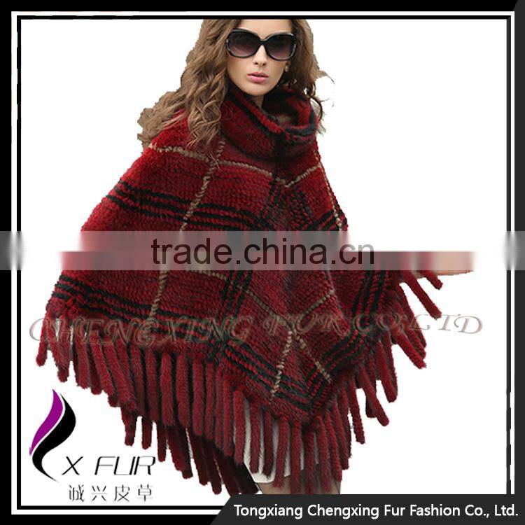 CX-B-M-62A 2016 New Latest Cheap Genuine Mink Fur Poncho and Shawl