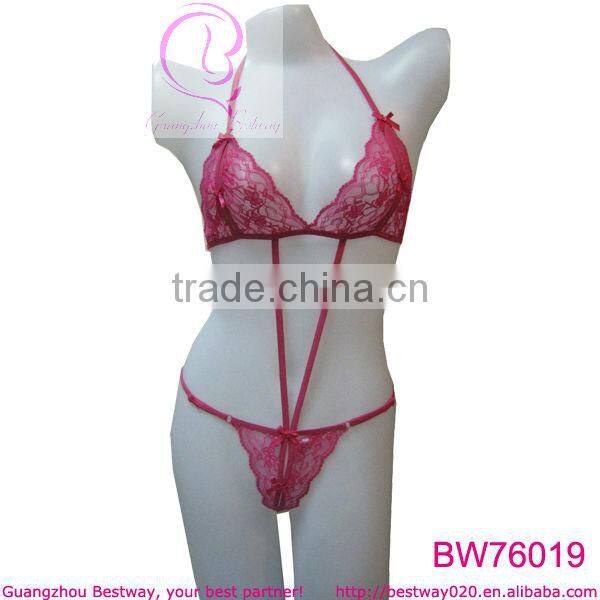 Sexy cheap pink transparent lingerie in women lingerie