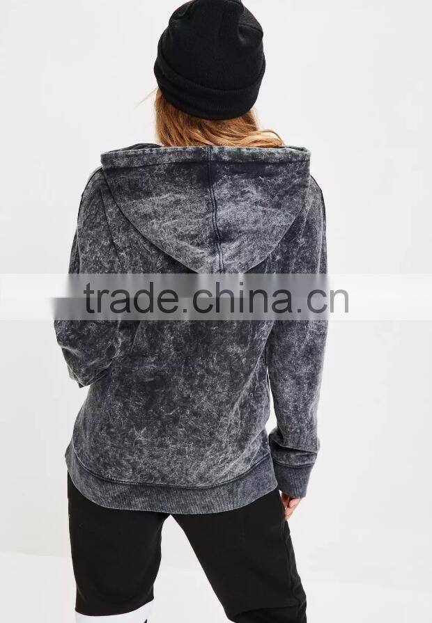 MGOO 2017 Grey Snow Washed Hoodie Side Pocket Vintage Oversized Streetwear Design Custom Plain For Women