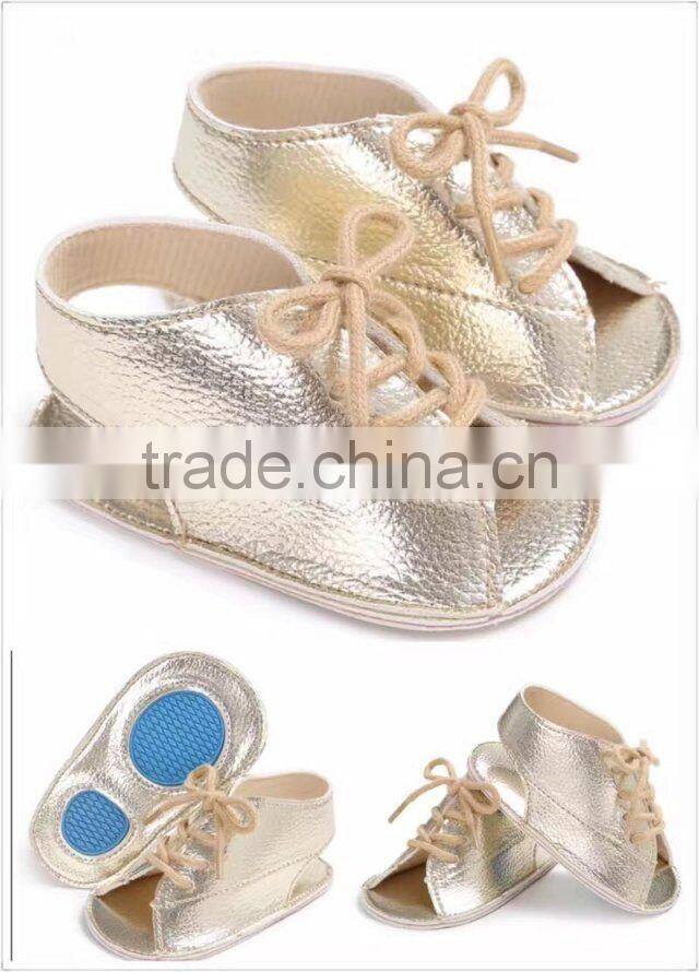 2017 Fancy designs baby sandal footwear wholesale baby shoes Light Gold casual beach baby girls shoe