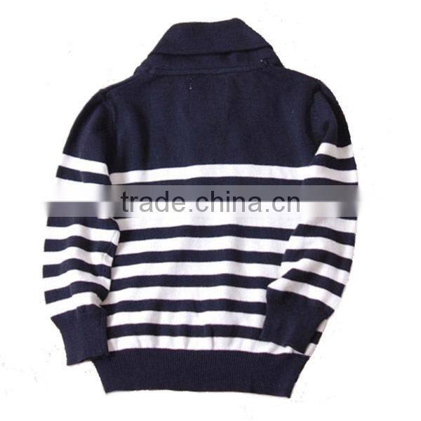 Turn Down Collar Children Stripe Knitting Patterns Sweater