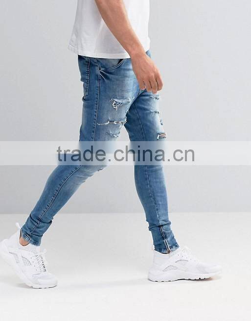 Stretch Skinny Fit Ripped Denim Jeans Pencil Pants Trousers plus size