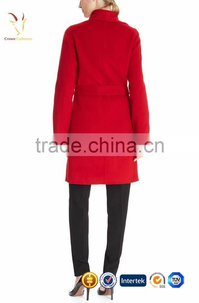 Women Winter Wool Coat,Long Winter Red Woolen Coats For Women