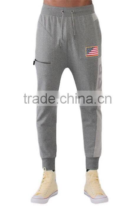 wholesale zipped cuffs zip side pockets mens sweat pants slim joggers