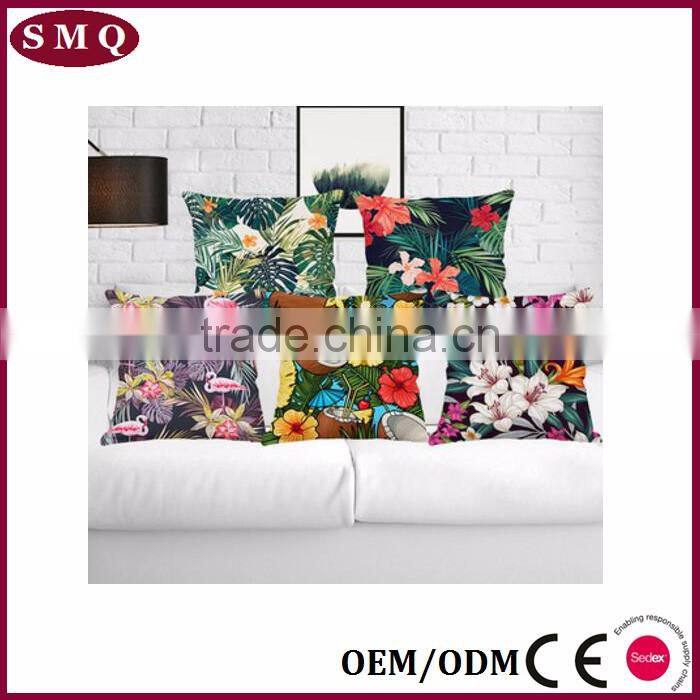 natural bird and flower colorful printing design back rest pillow cover