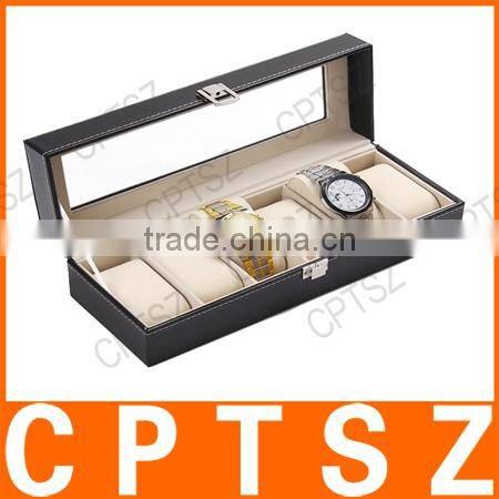 Beautifully six windows standard edition leather watch display box storage box watch box watch