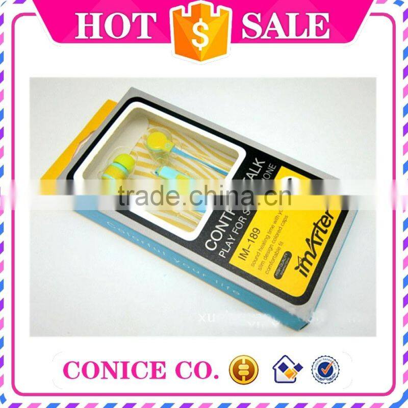 wholesale bicolor noodle cable in-ear earphone with volume control with mic