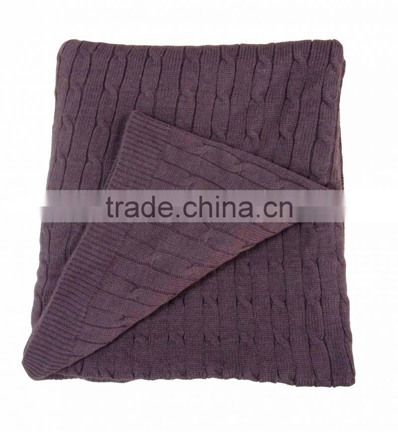 Luxurious cable knitted throw