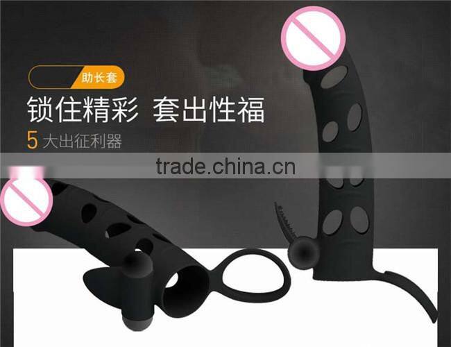 Vibrating Penis Sleeve Condom With Ball Strap Tongue Dildo Penis Ring Sex Toy Sex Products For Men