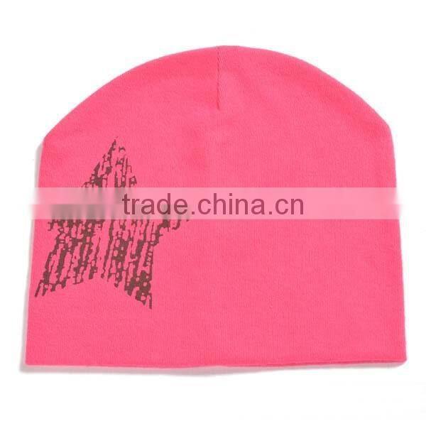 winter warm korea style 100%cotton cute boys&girls big five star pattern knitted beanie hat for baby