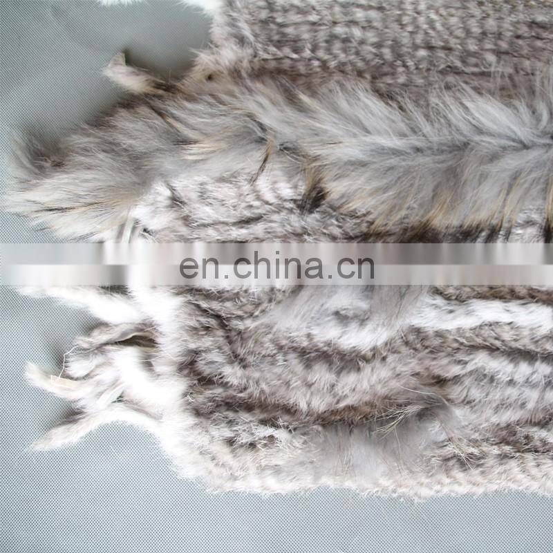 Real rabbit fur knitted weaven pattern fur vest/gilet