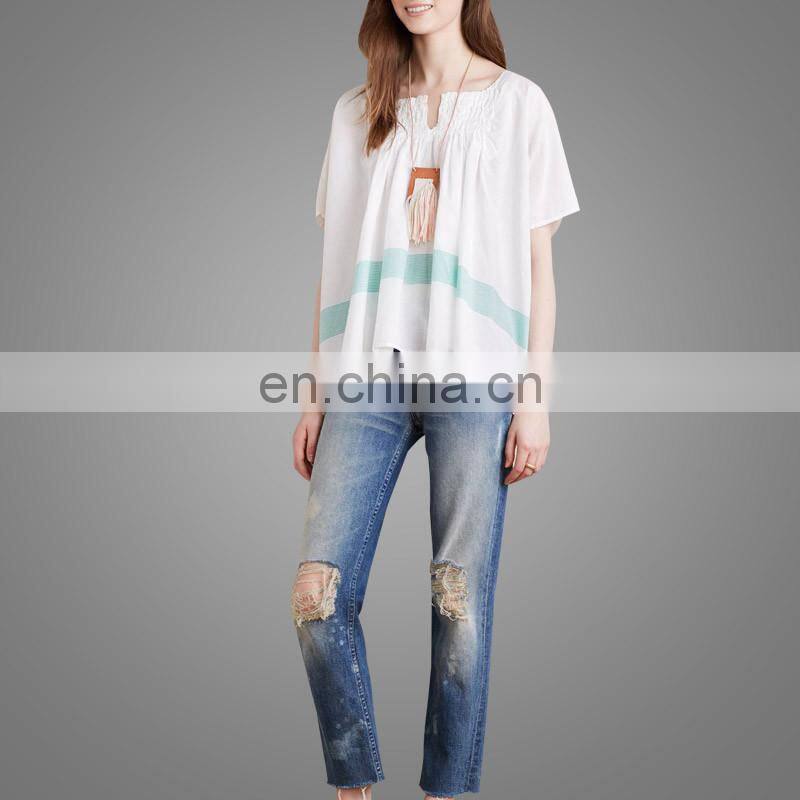 Summer Latest Fashion Blouse Design Stylish Lady Blouse Loose Blouses 2016 New Designs