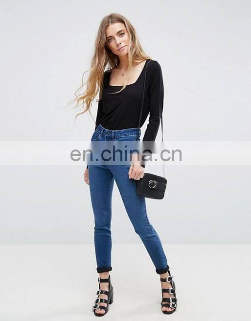 OEM factory small quantity custom blank t shirt square veck long sleeve t shirt