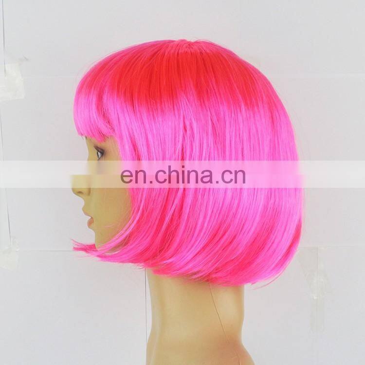 cheap short straight pink synthetic bob women party wig