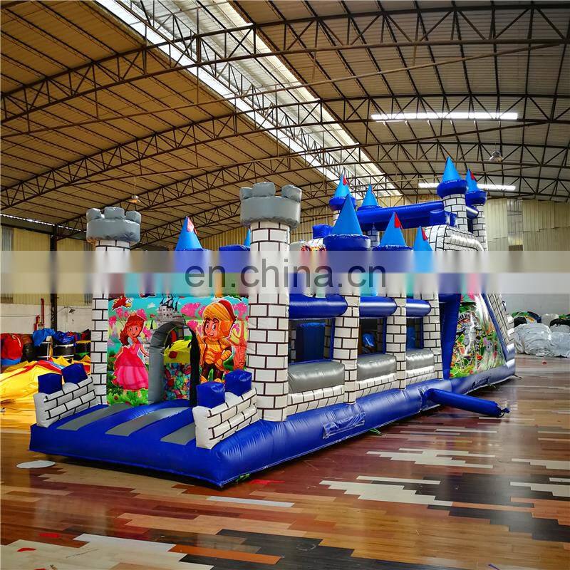 Kids outdoor princess inflatable bouncy castle obstacle course for sale