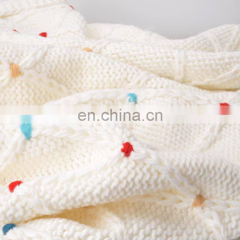 Home Decorative Knit White Throw Blanket for Couch Sofa Chair