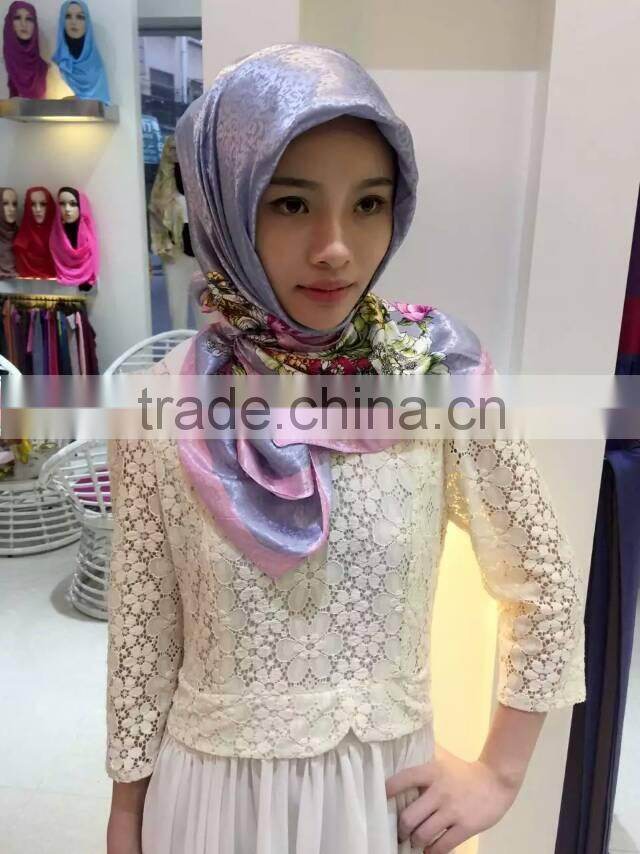 new style satin silk muslem square scarf