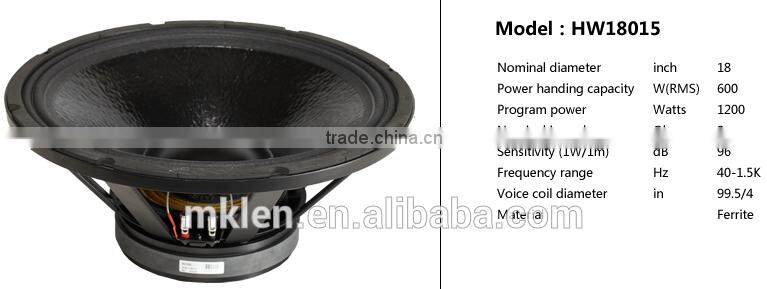 WS18 single 18" bass speaker