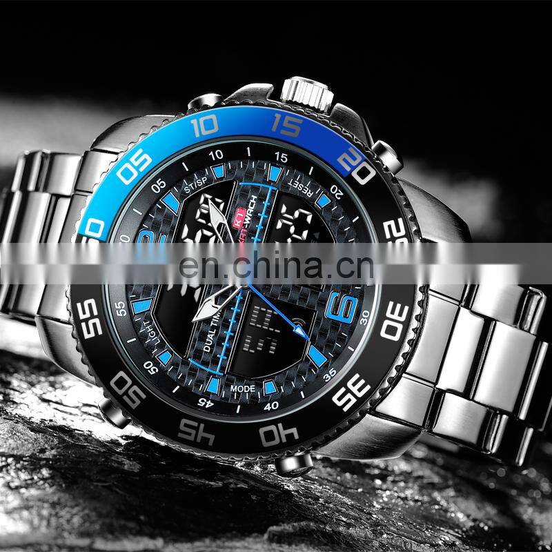 Profession Seller Sale Classic KAT-WACH 1802 Men's Quartz Digital Watches Steel Strap Analog Digital Display Sport Watches