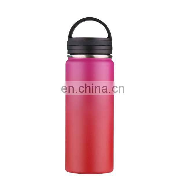 Travel Gym Wide Mouth Double Wall Insulated Stainless Steel Flask Drinking Water Sport Bottle with Handle