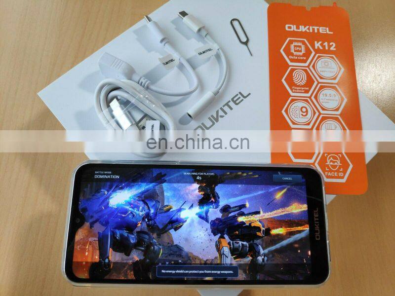 5V/6A Quick Charge smartphone OUKITEL K12 6.3' MTK6765 Octa-core 6GB+64GB 10000mAh battery best quality Android 9.0 4G mobile