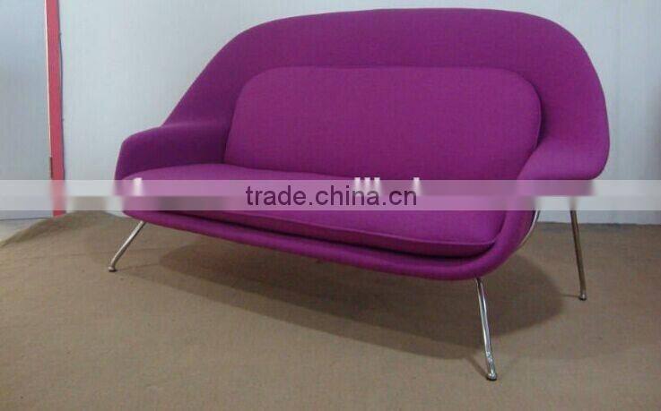 replica relaxing 2 seater fiberglass materail /love seat womb sofa by Eero Saarinen