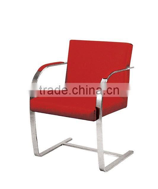 Replica graceful European Design stainless steel genuine leather Brno Chair byLudwing Mies Van der Rohe for office