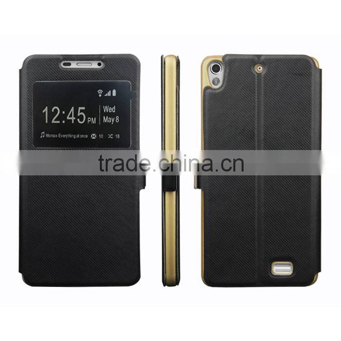 Factory directly sale , leather case for FLY Tornado Slim with window