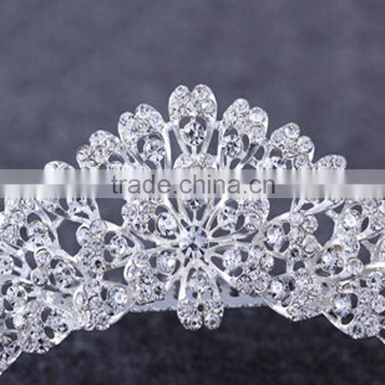 2015 fashion design crystal rhinestone bride crown beautiful crown for women