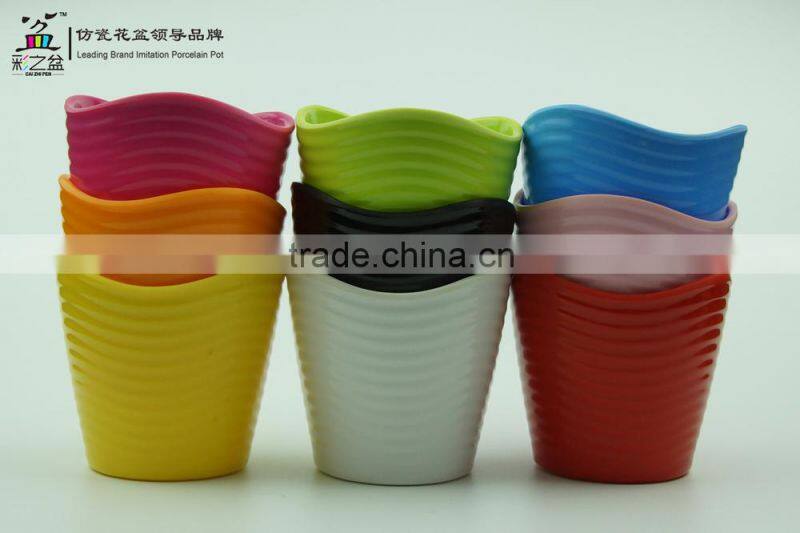 Direct manufacturer special wavy shape Caizhipen MX1301 Melamine flower pot Wholesale