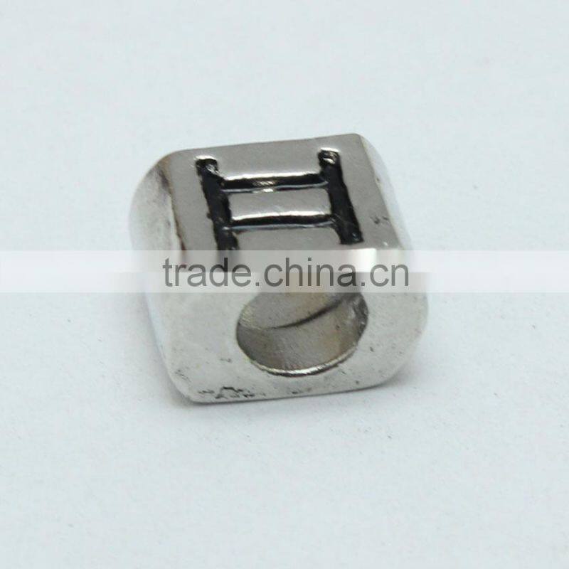 Wholesale Zinc Alloy Archaized Pdora Square Shape Anti-silver Slide Beads
